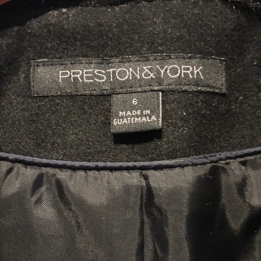Preston & York Black Trench Coat with Fur Collar - Picture 2 of 7